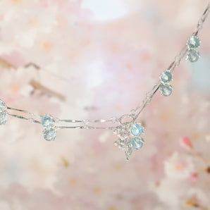 (Special Edition) Blue Topaz Silver Dangle Choker - Lily of the Valley | LOVE BY THE MOON