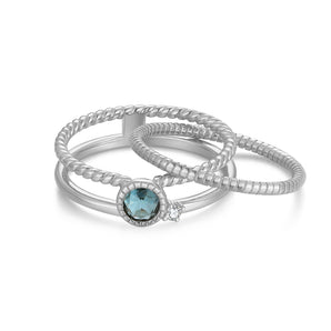 Blue Topaz Silver Triple Ring - Mystical | LOVE BY THE MOON