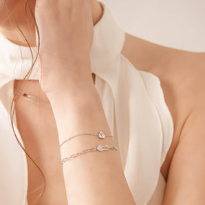 Silver Heart Lock Chain Bracelet | LOVE BY THE MOON