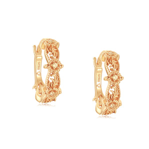 CZ Gold Floral Hoop Earrings - Aster | LOVE BY THE MOON