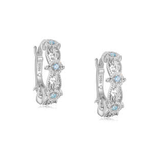 CZ Silver Floral Hoop Earrings - Aster | LOVE BY THE MOON