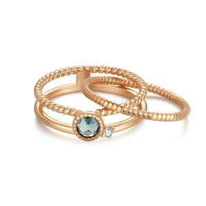 Blue Topaz Gold Triple Ring - Mystical | LOVE BY THE MOON