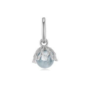 Blue Topaz Silver Floral Charm - Wildflower