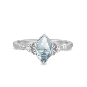 Marquise Blue Topaz  Silver Ring - Symphony