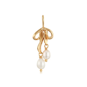 Freshwater Pearl Gold Bow Dangle Pendant - Alice | LOVE BY THE MOON