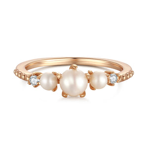 Freshwater Pearl Gold CZ Stone Ring - Whimsy | LOVE BY THE MOON