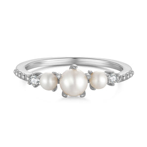 Freshwater Pearl Silver CZ Stone Ring - Whimsy | LOVE BY THE MOON