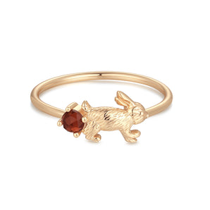 Garnet Gold Leaping Rabbit Ring | LOVE BY THE MOON