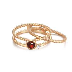 Garnet Gold Triple Ring - Mystical | LOVE BY THE MOON