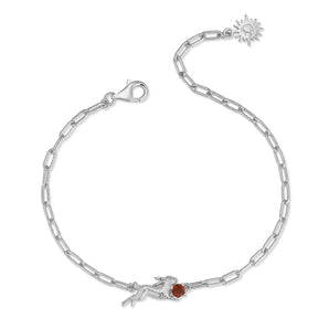 Garnet Silver Leaping Rabbit Bracelet | LOVE BY THE MOON
