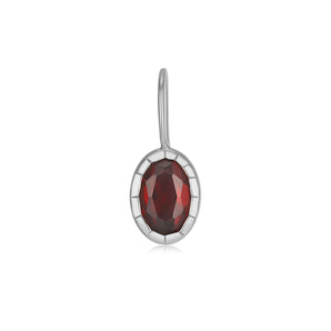 Oval Garnet Silver Pendant | LOVE BY THE MOON
