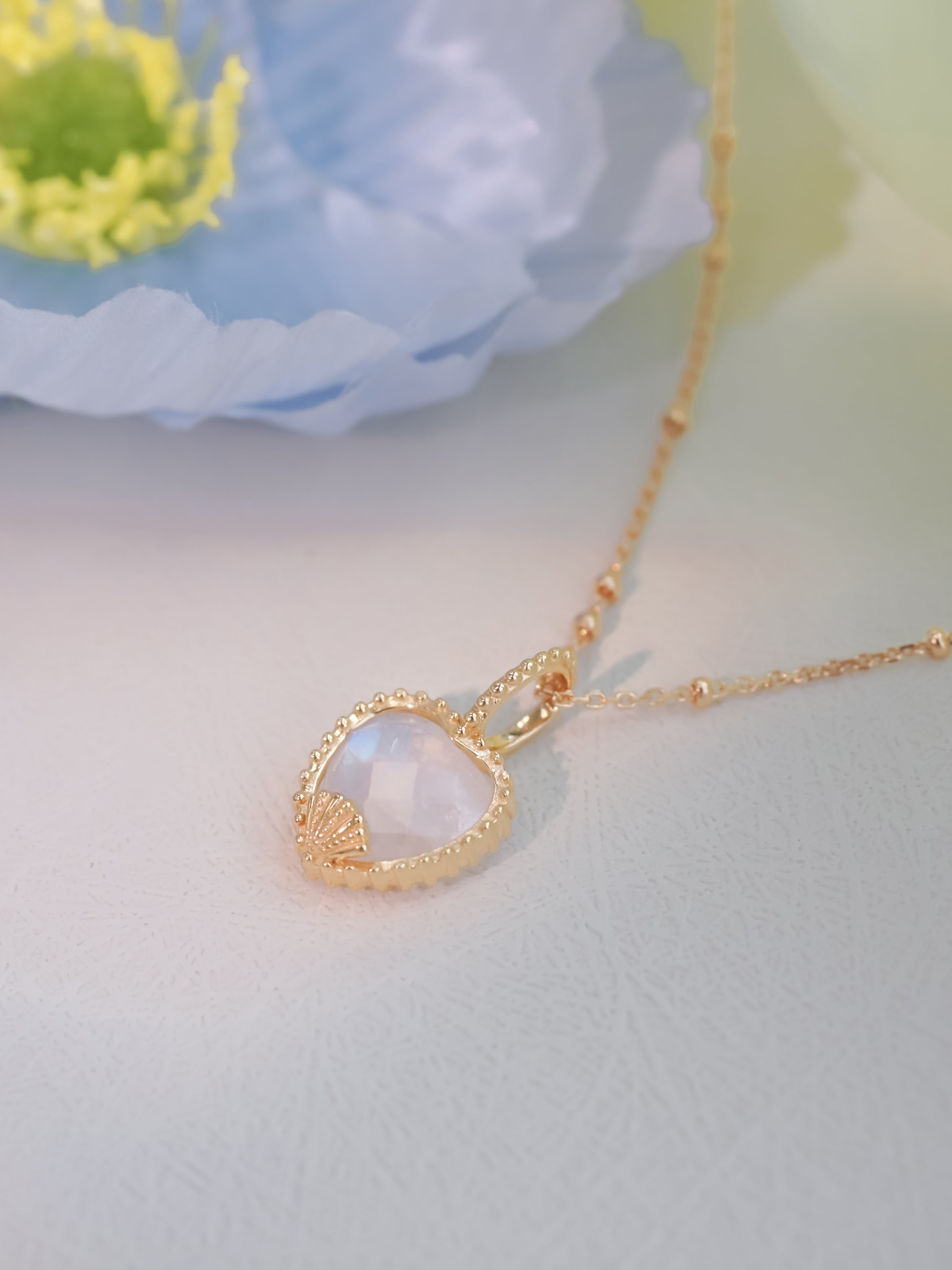 Moonstone Gold Heart Pendant - Enchanted | LOVE BY THE MOON