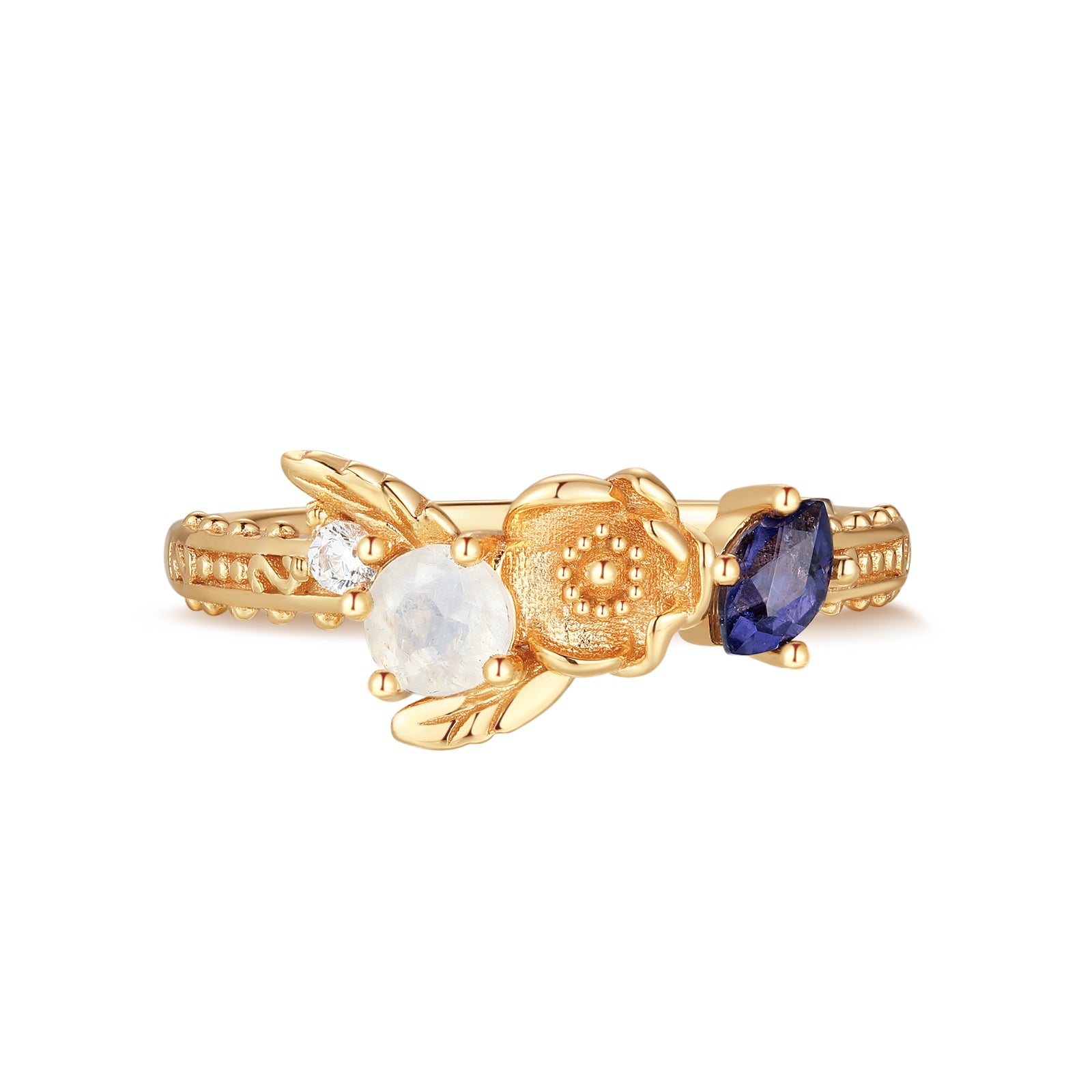 Moonstone & Iolite Gold Ring - Poppy｜LOVE BY THE MOON