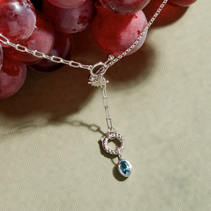 Oval Blue Topaz Silver Pendant