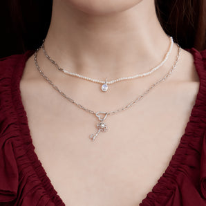 Silver Link Chain Necklace with Heart Charm Holder | LOVE BY THE MOON