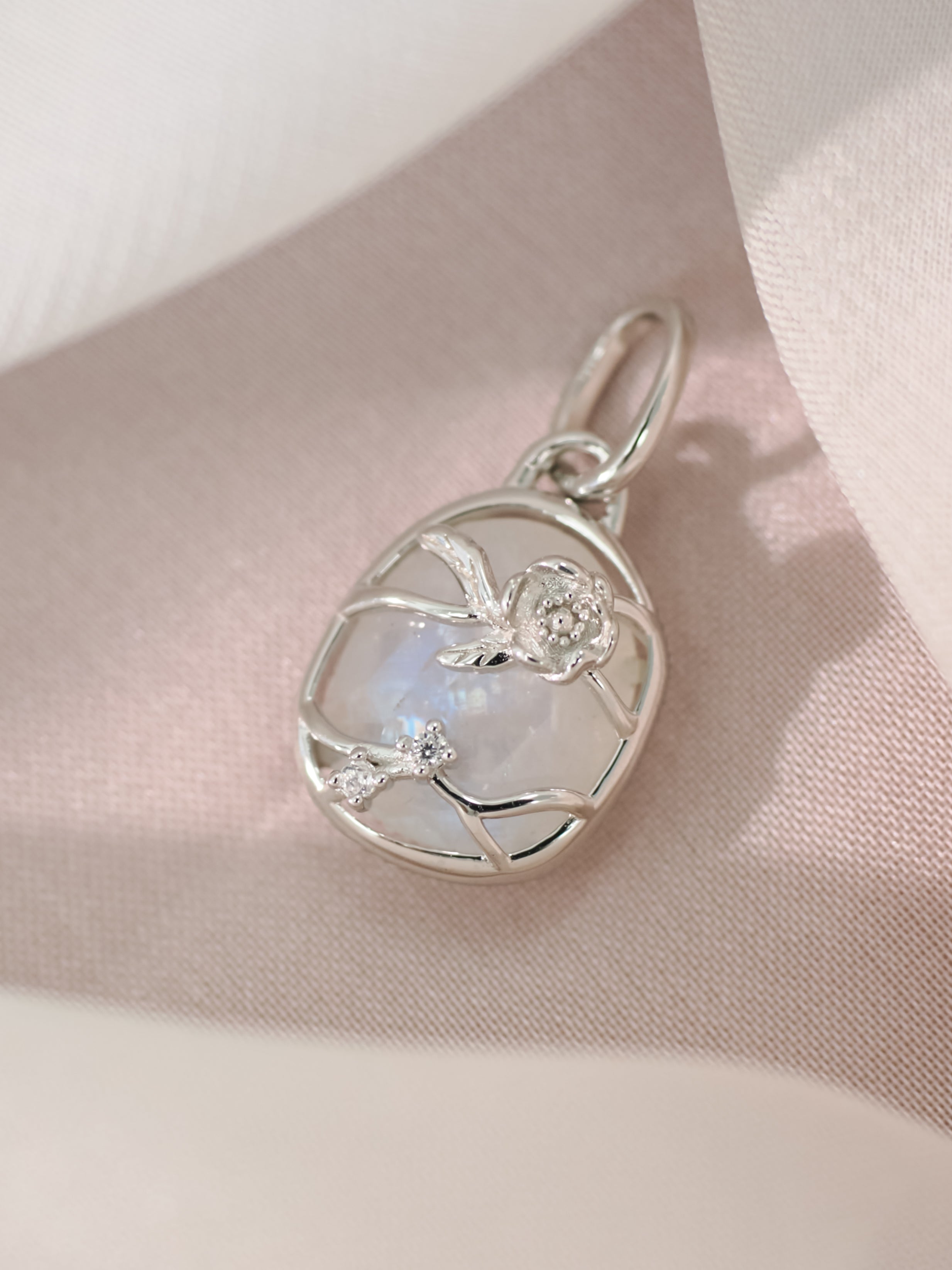 Moonstone Silver Pendant - Poppy | LOVE BY THE MOON