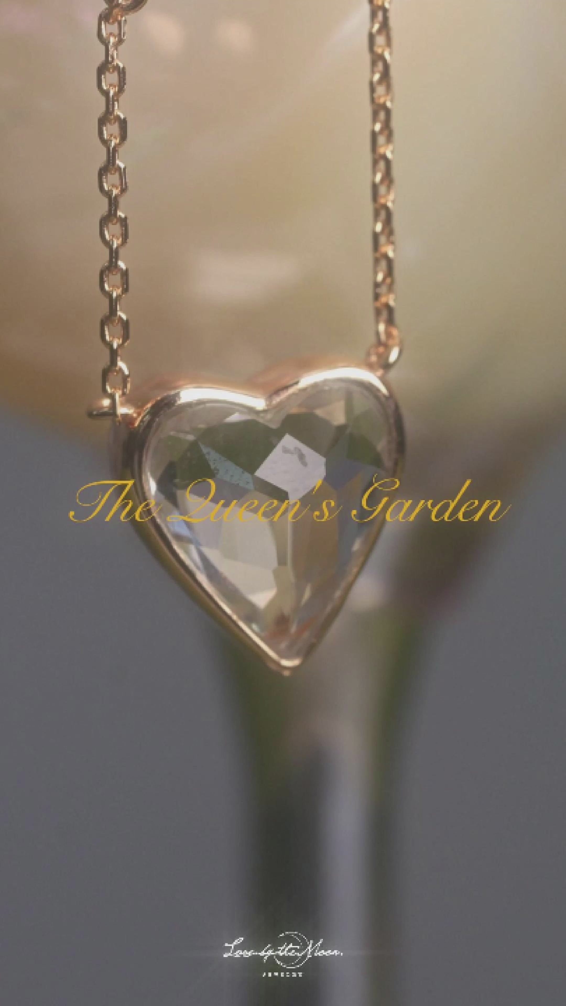 White Topaz Gold Heart Shaped Necklace - Queen Of Hearts | LOVE BY THE MOON