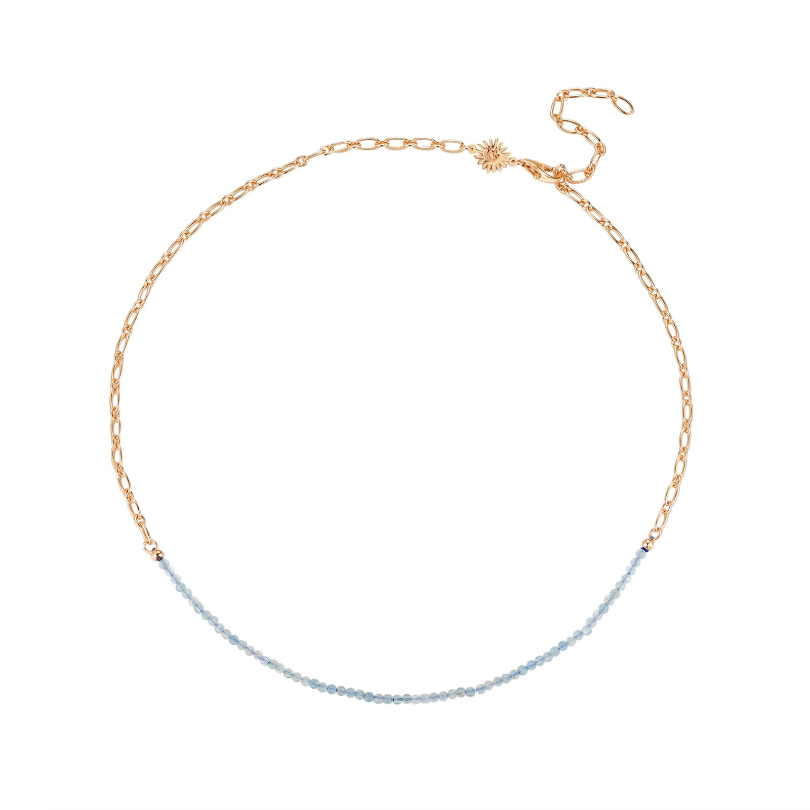 Aquamarine Gold Oval Link Necklace Chain | LOVE BY THE MOON