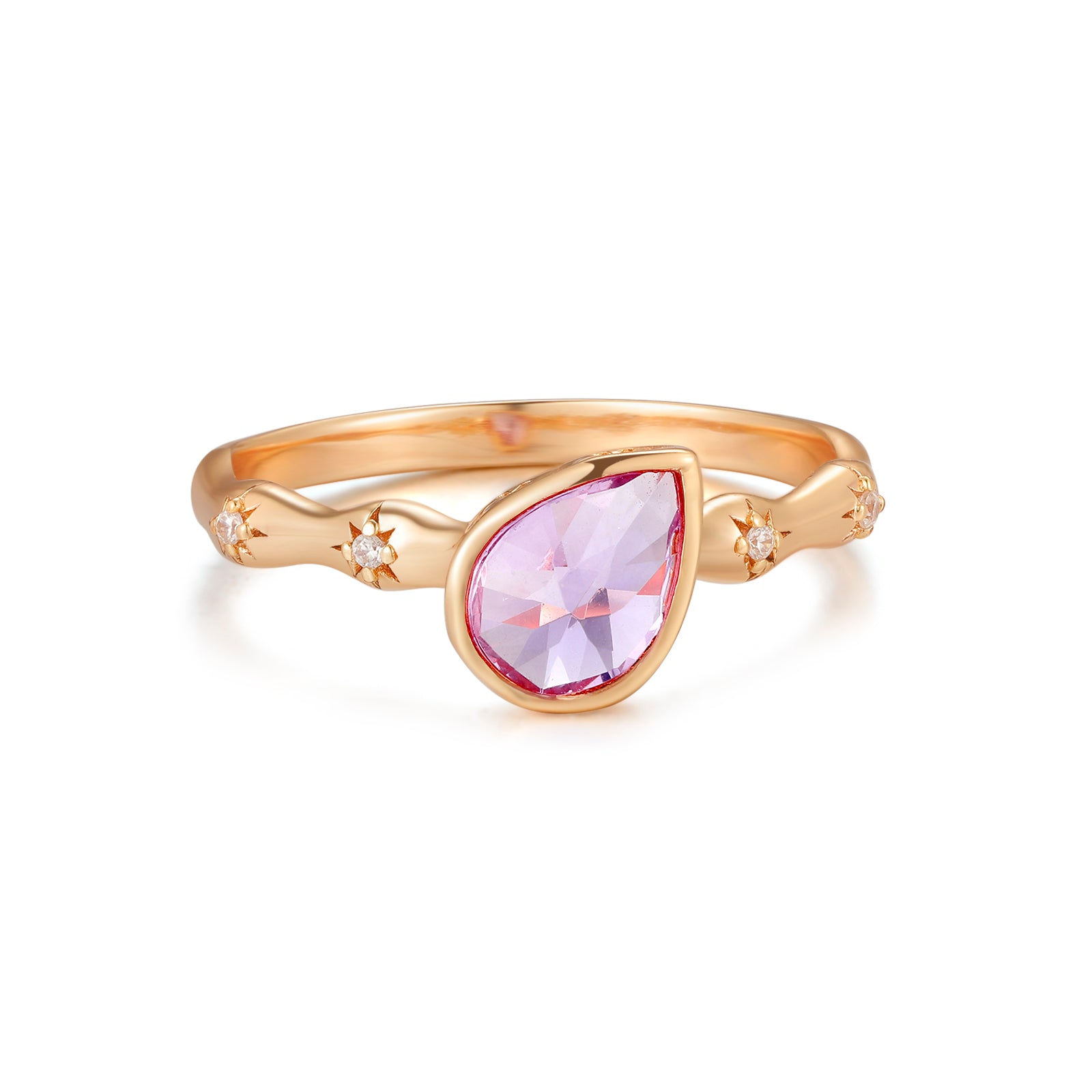 Amethyst Gold Pear-Shaped Ring - Lindy | LOVE BY THE MOON
