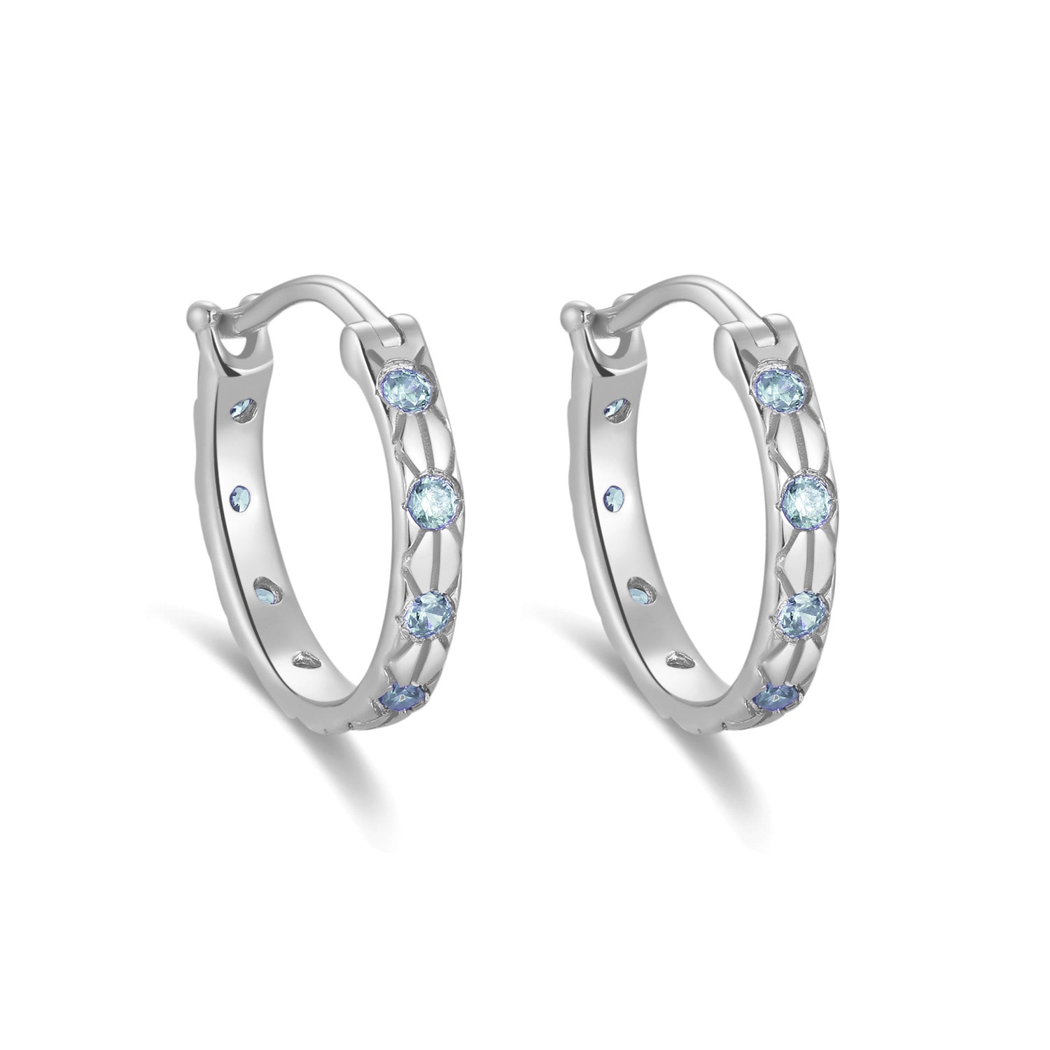 Baby Blue CZ Silver Huggie Earrings - Celestial |  LOVE BY THE MOON