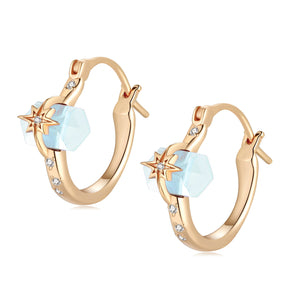 Blue Topaz Gold Star Huggie Earrings - Magic Stone | LOVE BY THE MOON