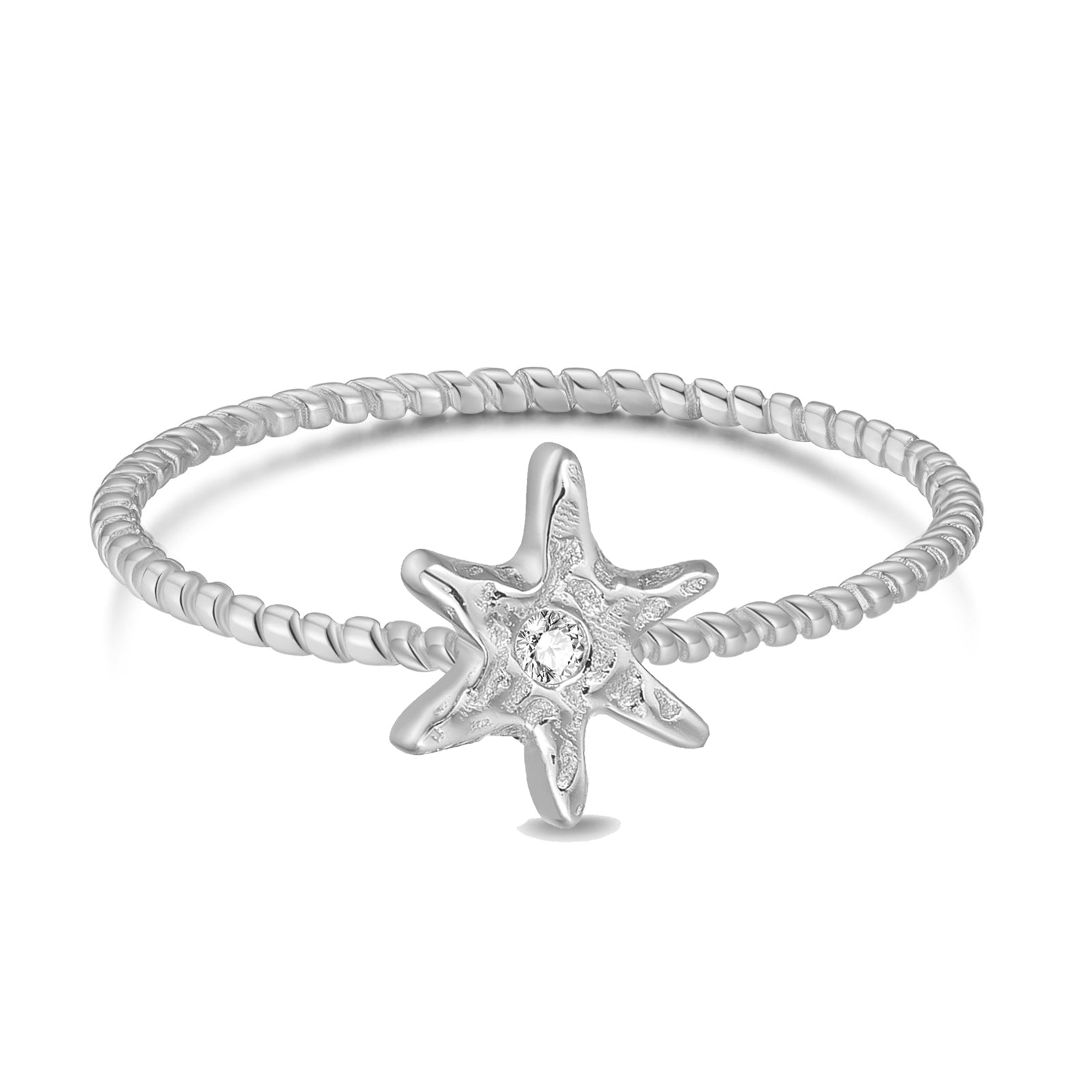 CZ Silver Star Dainty Ring | LOVE BY THE MOON