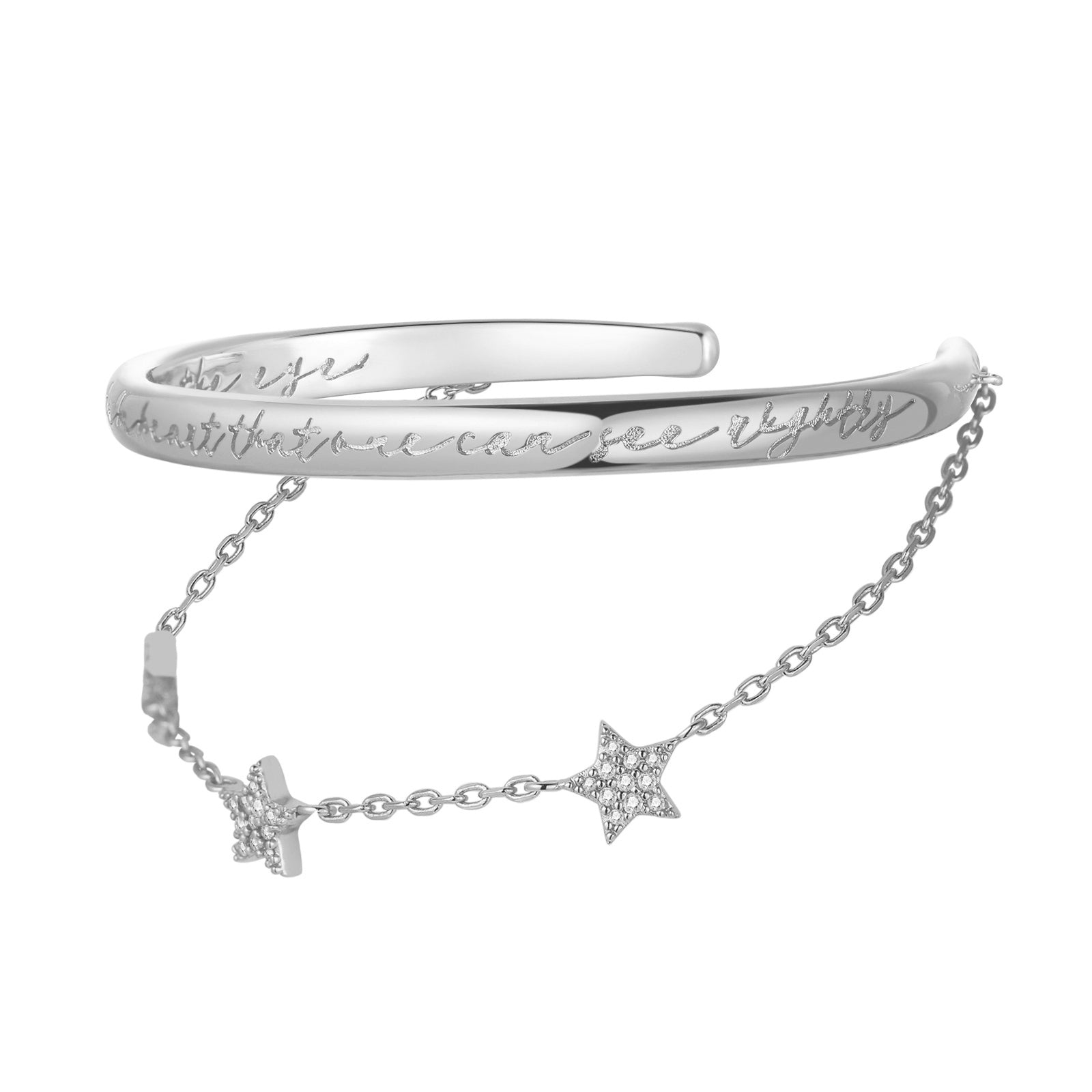 Silver Star Layered Bangle - Secret | LOVE BY THE MOON – Love by the Moon