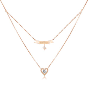 CZ Gold Layered Necklace - AMOUR