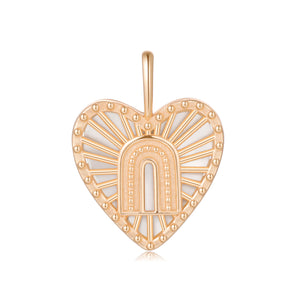 Mother of Pearl Gold 2 Sided Heart Pendant - Joy | LOVE BY THE MOON
