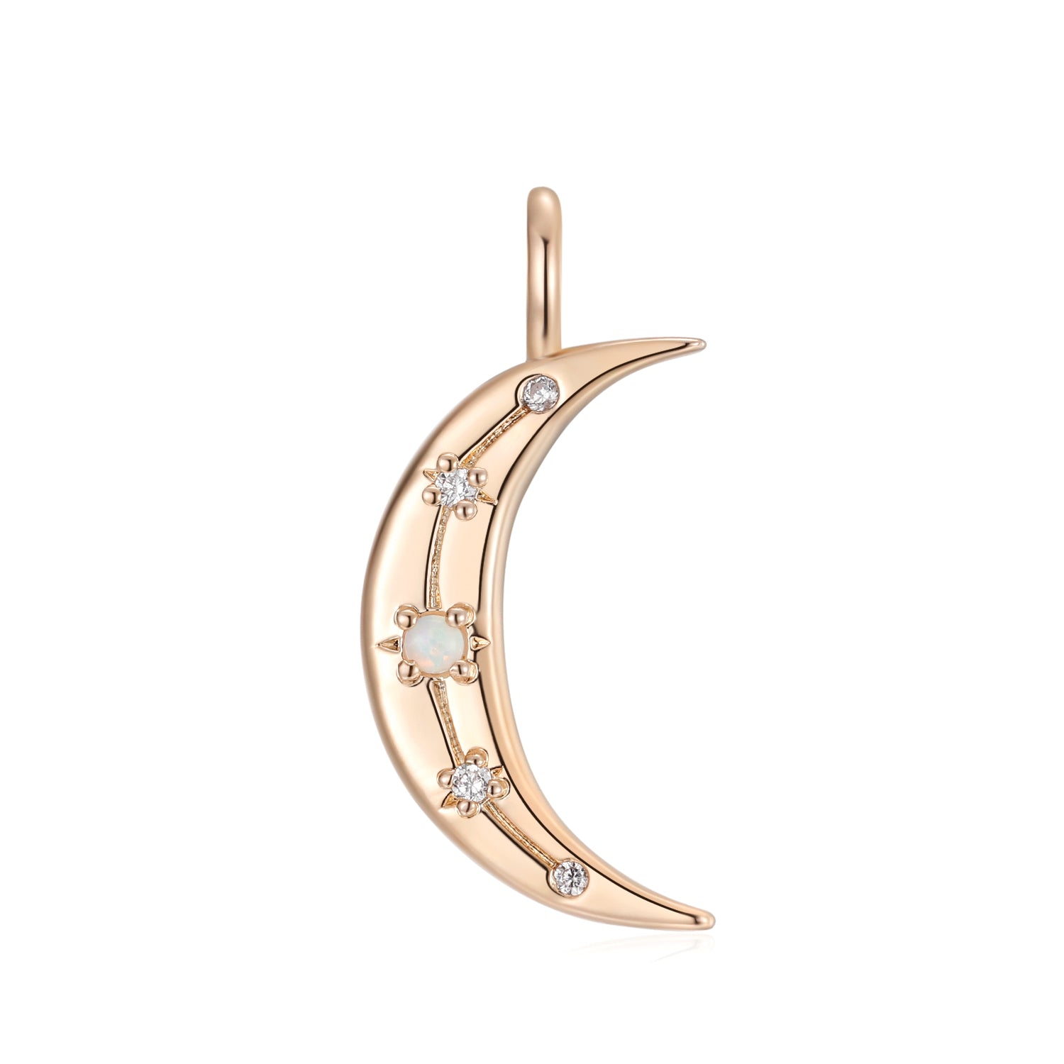 Taurus Zodiac Opal Gold Crescent Moon Pendant