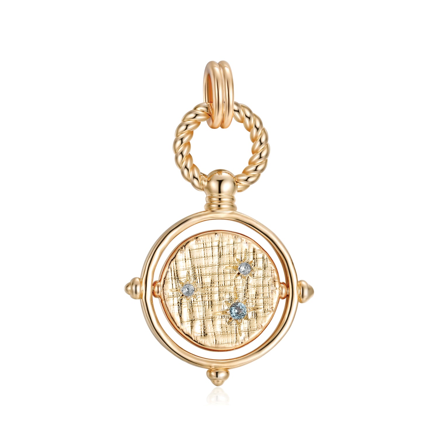 Pisces Topaz Pendant with Gold Spinning Disc