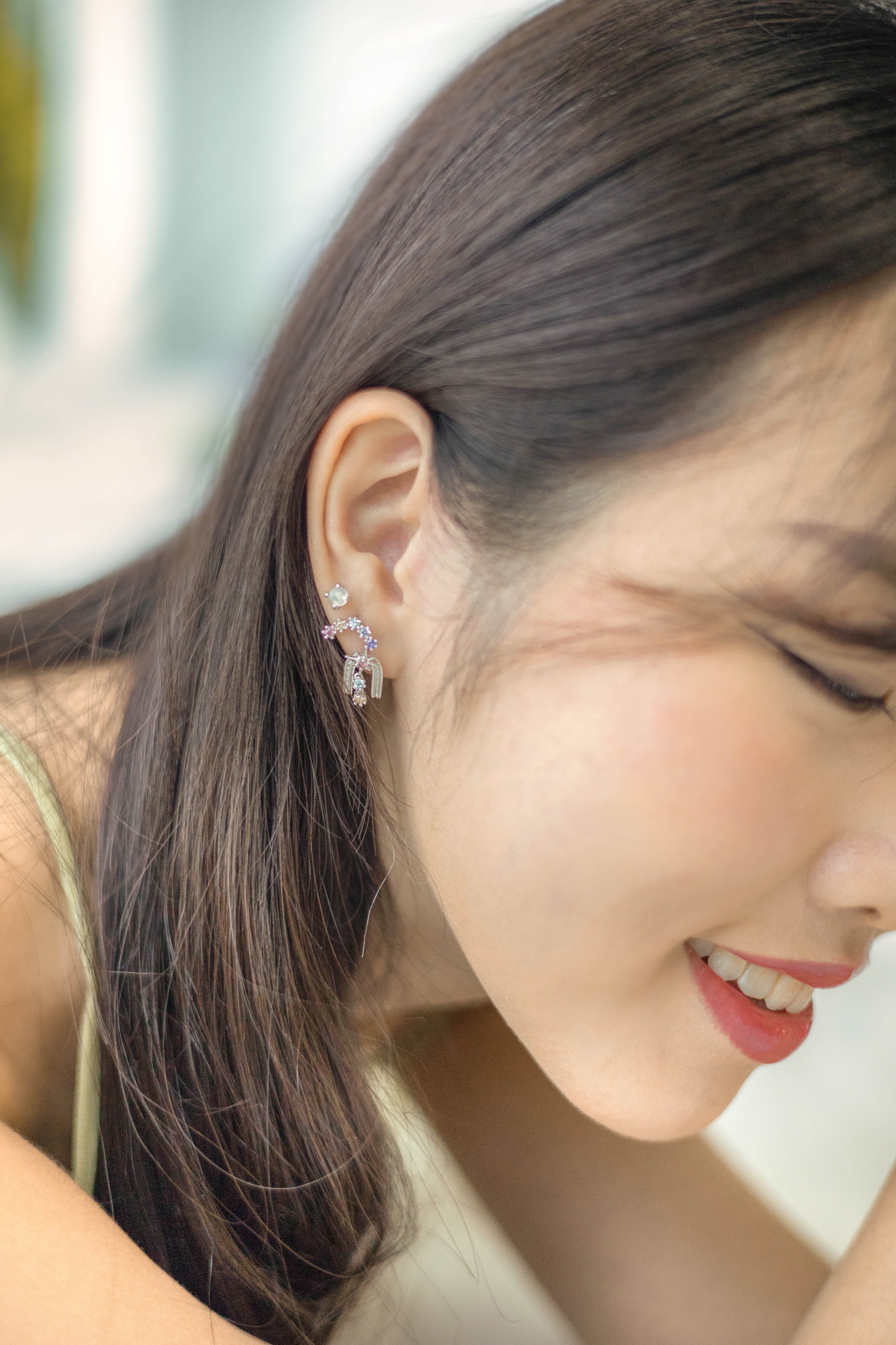 CZ Silver Rainbow Stud Earrings - Pride | LOVE BY THE MOON