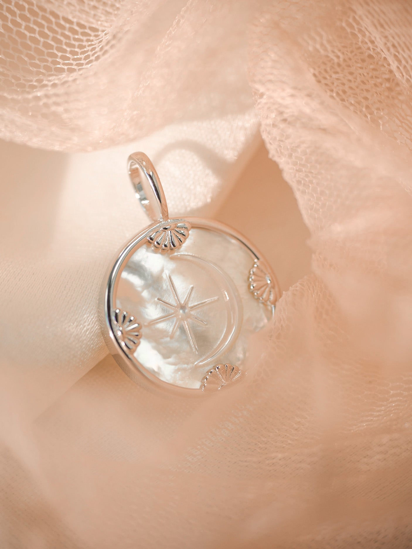 Mother of Pearl Silver Disc Pendant - Moon Garden | LOVE BY THE MOON