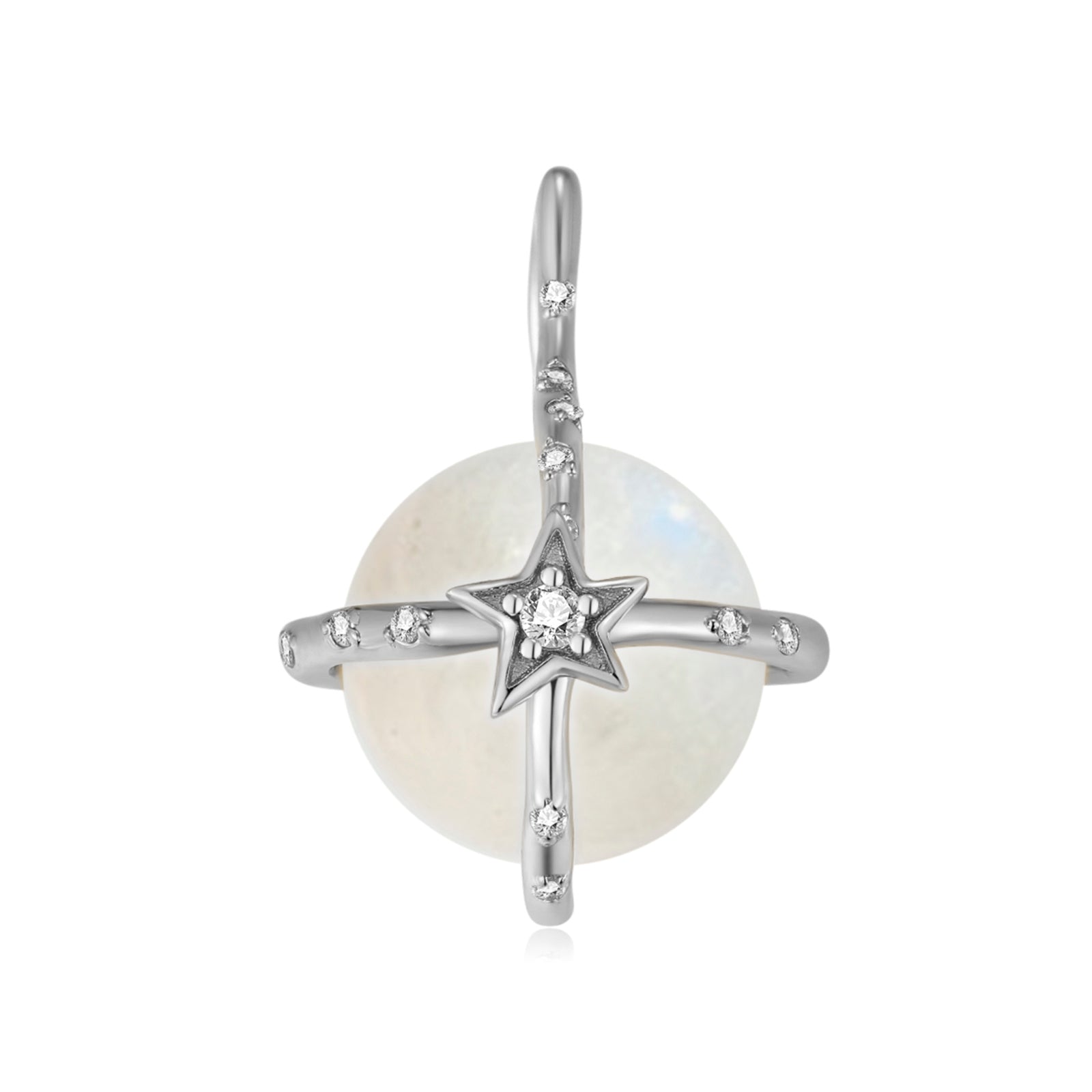 Moonstone Silver Orb Ball Pendant - B-612 | LOVE BY THE MOON