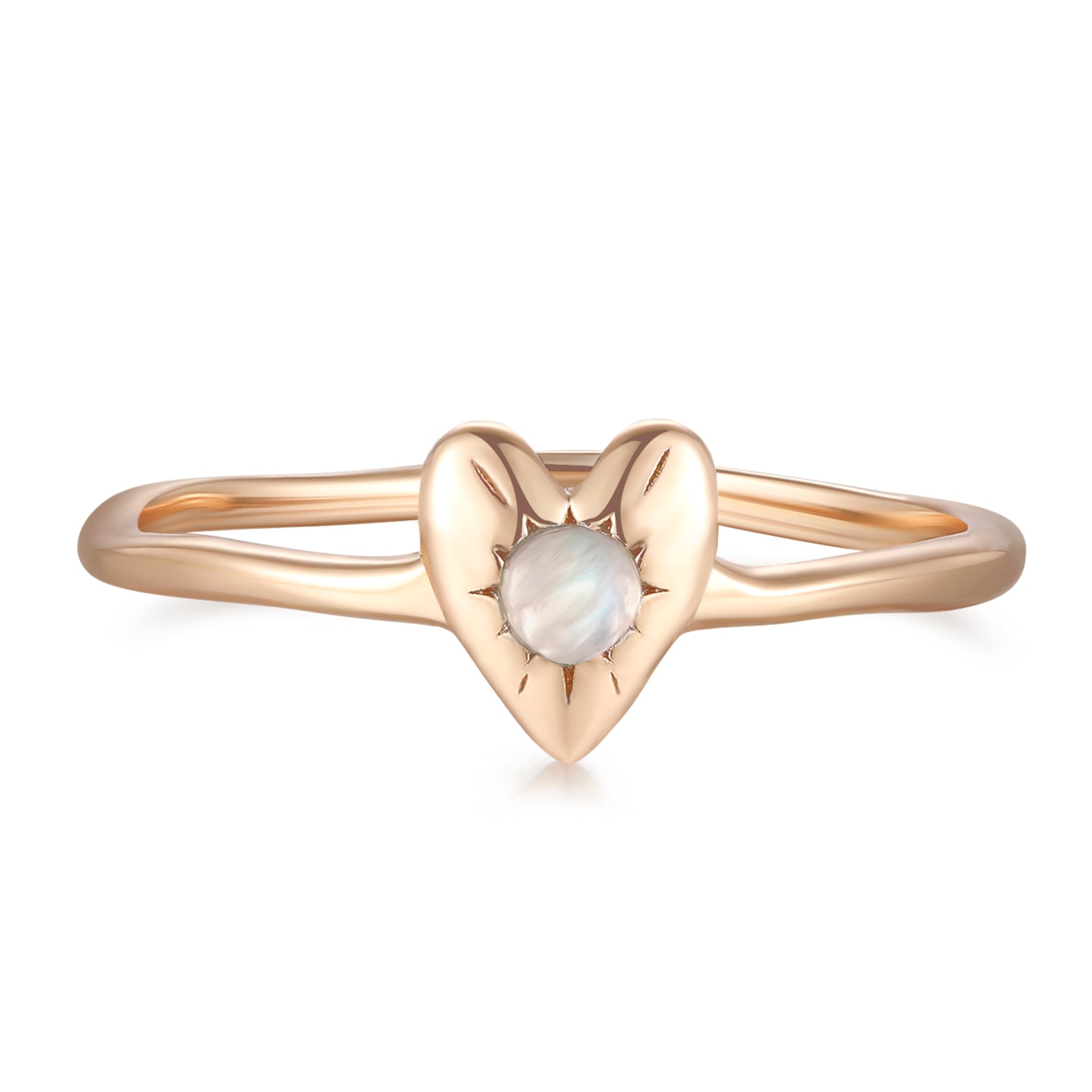 Moonstone Gold Vermeil Heart Ring - Self Love | LOVE BY THE MOON