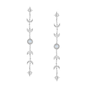 Moonstone Silver Drop Earrings - Moon Phases | LOVE BY THE MOON