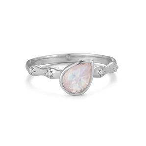 Moonstone Silver Pear-Shaped Ring - Lindy | LOVE BY THE MOON