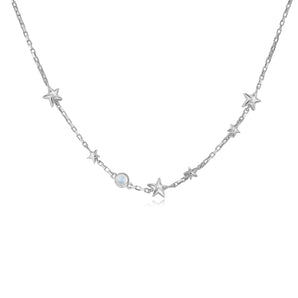 Moonstone Silver Star Choker- Lonely Planet | LOVE BY THE MOON