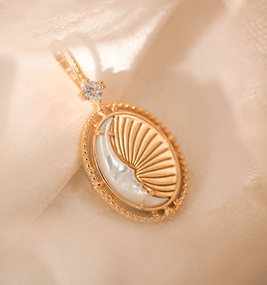 Mother of Pearl Gold Double-Sided Sun & Moon Pendant - Moon Child | LOVE BY THE MOON