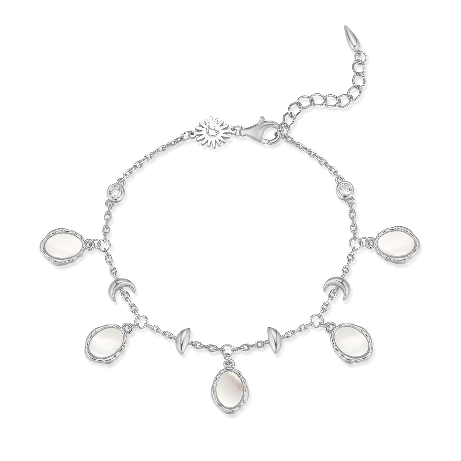 Mother of Pearl Silver Bracelet - Moon Circle | LOVE BY THE MOON