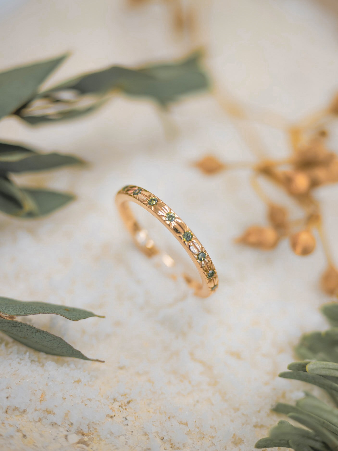 Olive CZ Gold Dainty Ring - Celestial | LOVE BY THE MOON