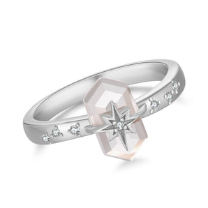 Rose Quartz Silver Star Ring - Magic Stone