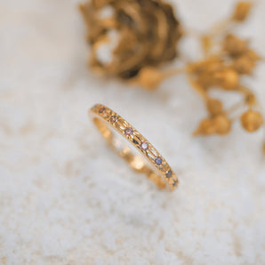 Rosy Brown CZ Gold Dainty Ring - Celestial