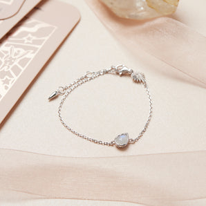 Moonstone Silver Dainty Bracelet - Lindy | LOVE BY THE MOON